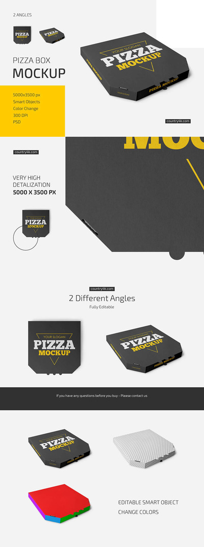 披萨外卖盒包装设计样机集 (psd)