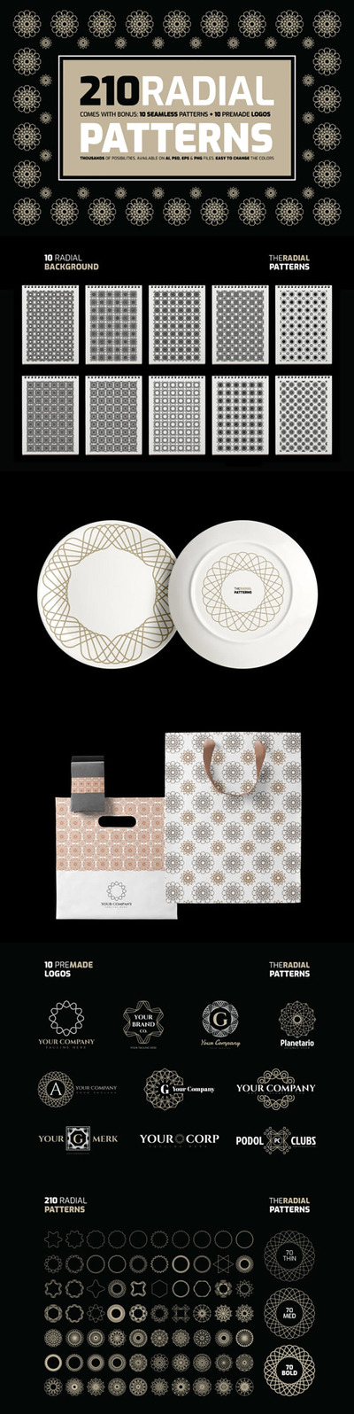 径向放射状图案背景套件 (ai,eps,psd)