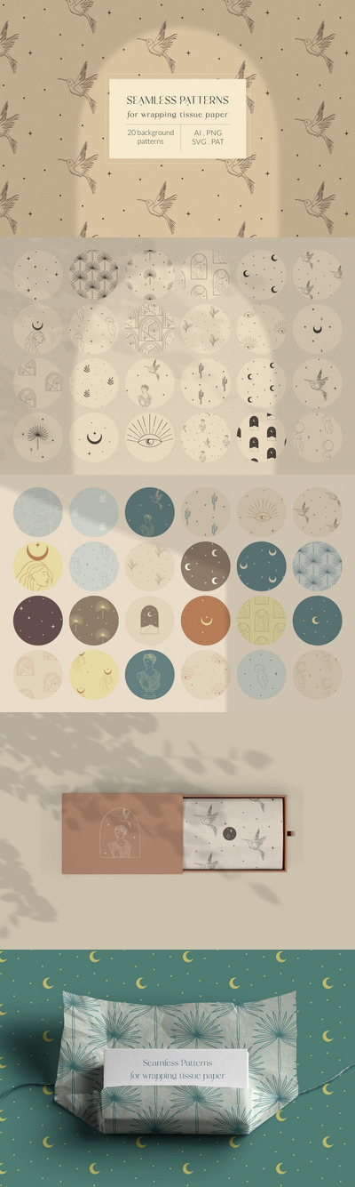 时尚高端优雅简约清新波西米亚风格背景底纹纹理集合-AI，JPG，PNG，SVG，PSD