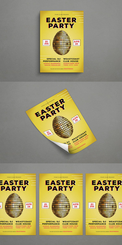 复活节派对活动海报(AI,PSD)