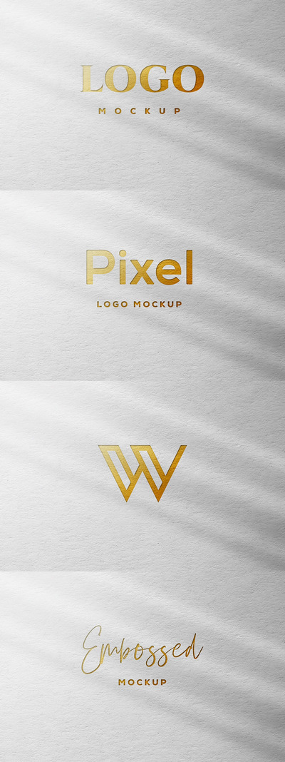 时尚高端逼真质感的金色压痕质感logo标志设计VI样机展示模型mockups