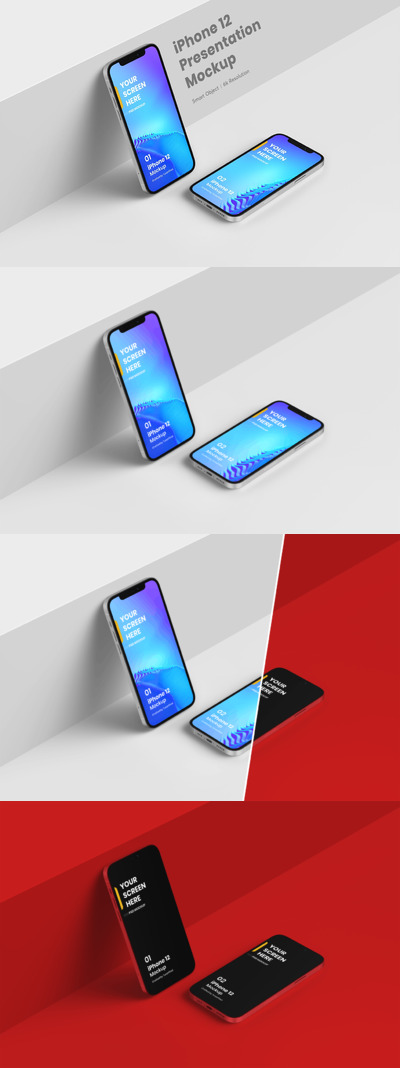 高品质的iPhone 12 APP UI样机展示模型mockups
