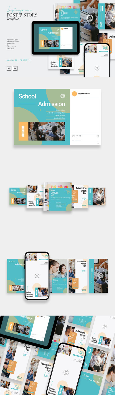 时尚高端在线教育Instagram广告banner海报设计模板-AI，PSD