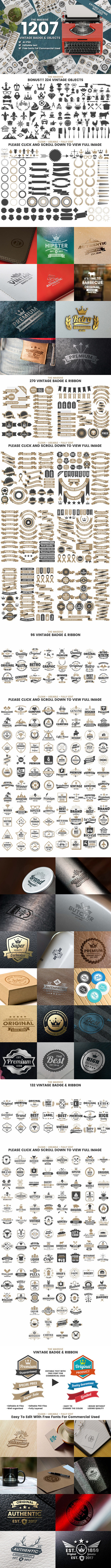 复古徽章和物件图形素材包 (ai,psd,jpg)