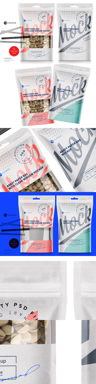 两个白皮零食袋/站立袋包装设计样机 (psd)