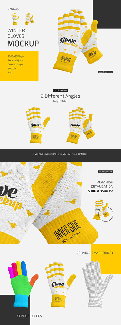 冬季保暖手套设计样机集 (psd)