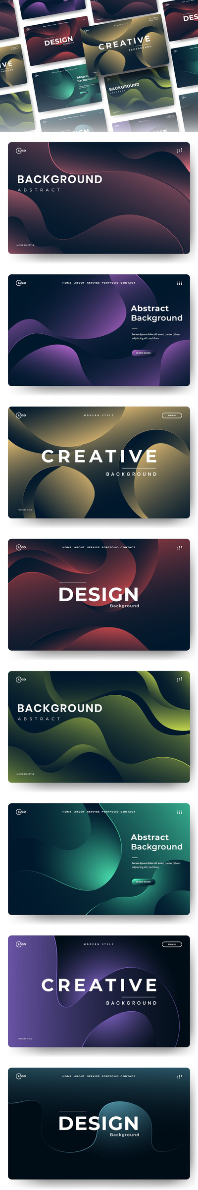 时尚抽象极简液体背景banner海报着落页背景底纹纹理集合-AI，EPS，JPG