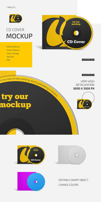 光盘CD封面设计样机 (psd)