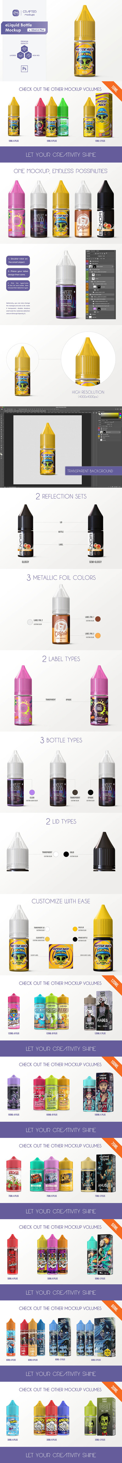 电子烟烟油瓶包装标签设计样机 (psd)