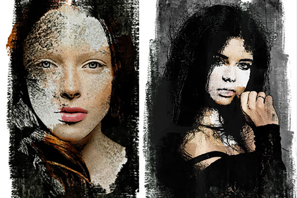 笔触划痕复古磨损照片效果ps特效动作 (atn)