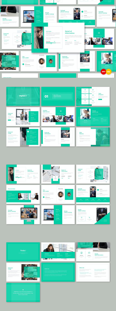 时尚清新优雅高端多用途的商业计划书powerpoint幻灯片演示模板（pptx）