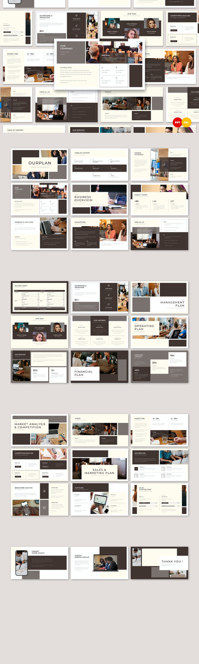 时尚高端简约专业的高品质商业计划书powerpoint幻灯片演示模板（pptx）