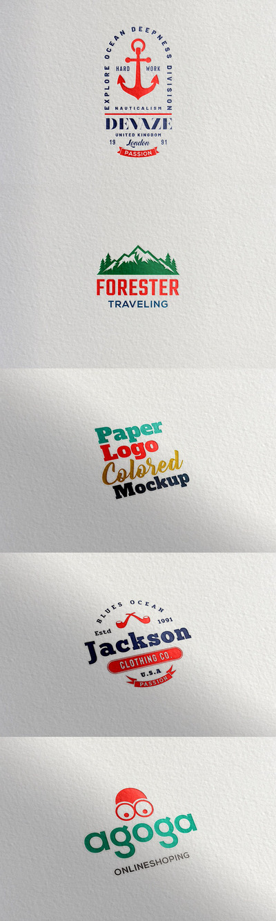 纸张印压彩色logo样机(PSD)