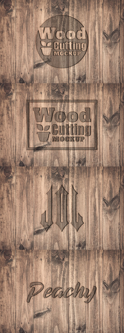 木制凸版雕刻logo样机 (PSD)