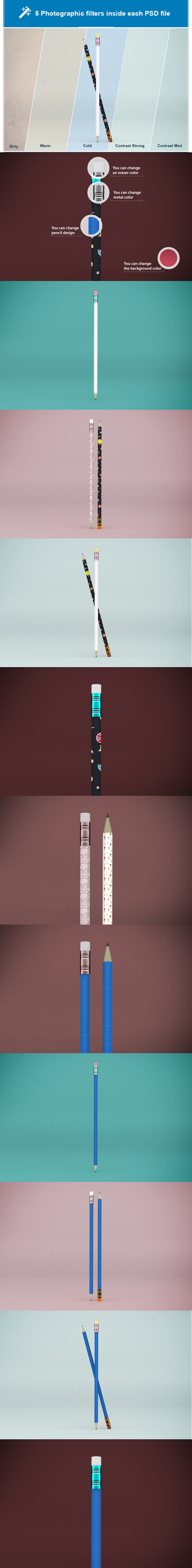 铅笔细节设计展示模型(PSD)