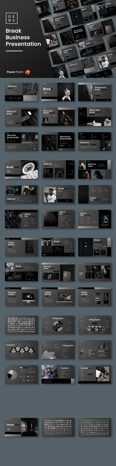 高端时尚简约商业商务质感powerpoint幻灯片演示模板（pptx）