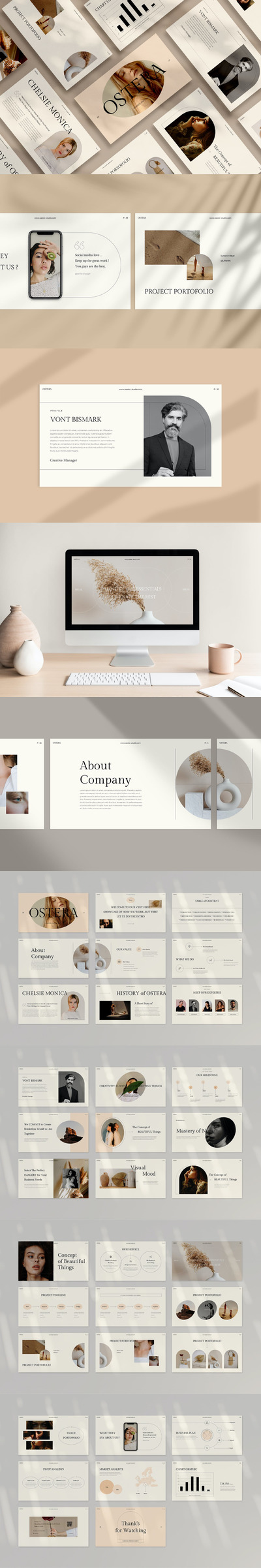 极简风格的高端优雅简约powerpoint幻灯片演示模板（pptx）