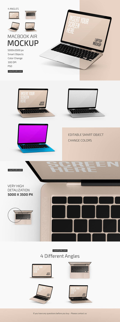 Macbook Air苹果电脑样机套装 (psd)