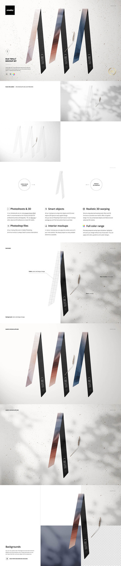 真丝斜纹布料丝巾样机集 (psd)