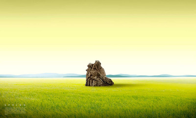 金黄稻田风景背景图素材 (psd)