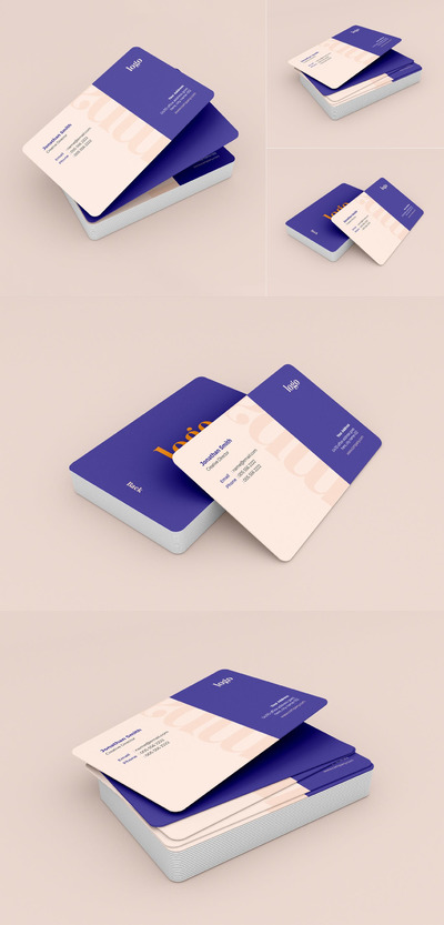 时尚高端简约圆角名片设计VI样机展示模型mockups