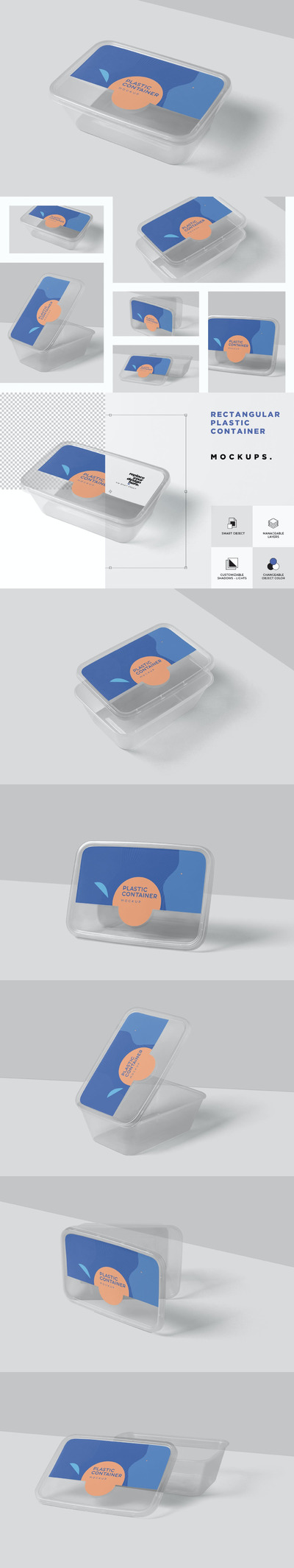 少见稀有的塑料包装盒打包盒饭盒外卖包装盒设计VI样机展示模型mockups