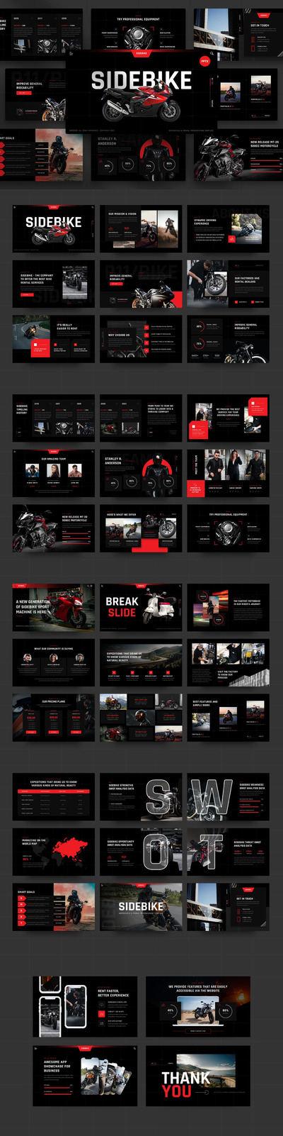 时尚高端专业的高品质摩托车骑士租车服务powerpoint幻灯片演示模板（pptx）