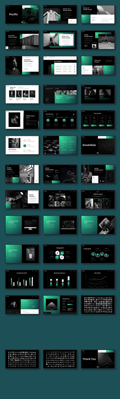 Pacific – 酷炫商务演示模板(PPTX)