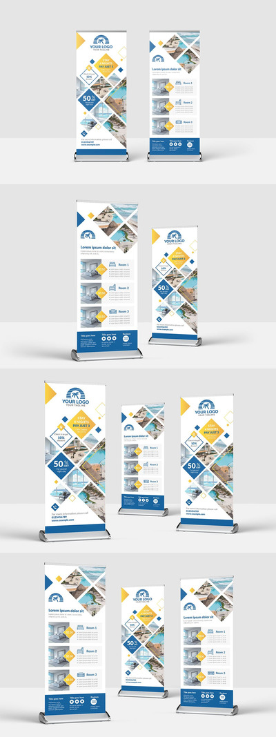 时尚高端简约多用途的易拉宝门型架X展架设计模板