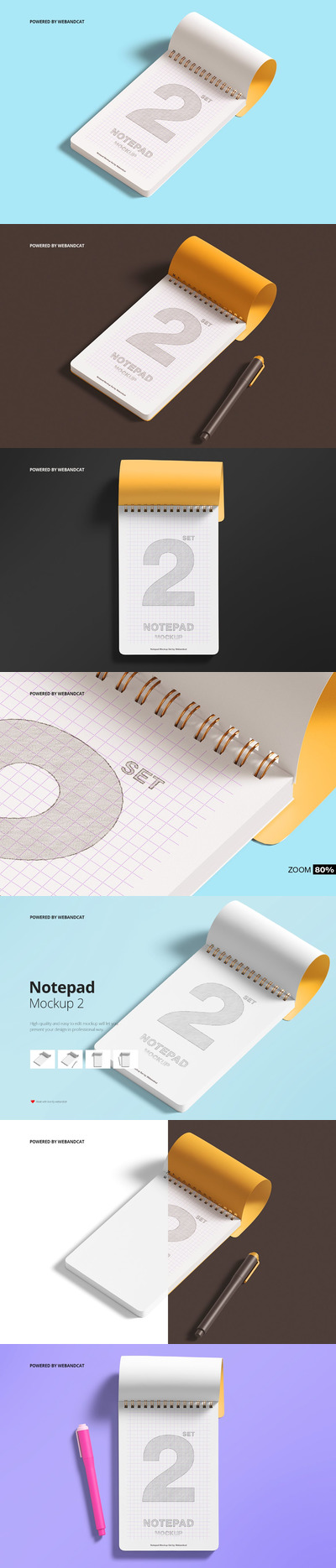 时尚高端逼真质感的高品质笔记本VI设计样机展示模型mockups