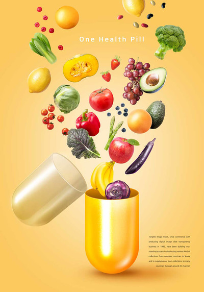 绿色蔬菜水果创意胶囊海报设计模板 (psd)