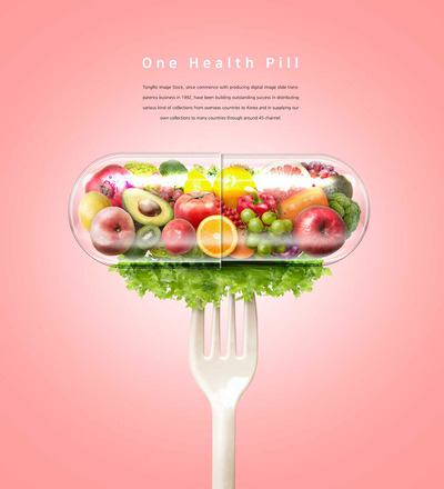 营养蔬果胶囊健康概念海报设计素材 (psd)