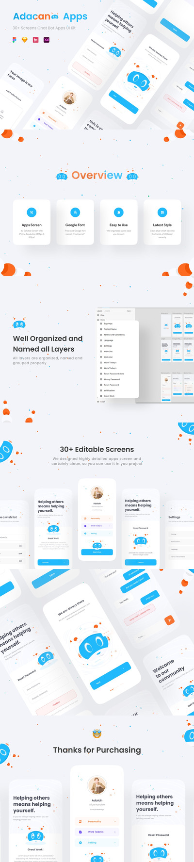 时尚高端专业的高品质聊天机器人APP UI KITS-FIG, SKETCH, XD