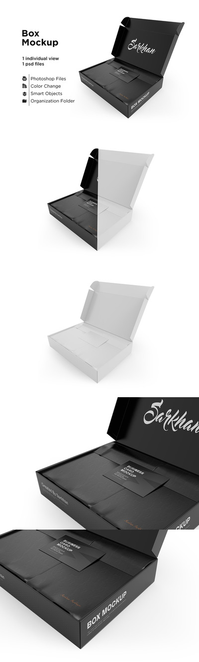 名片&礼物盒品牌VI设计样机 (psd)