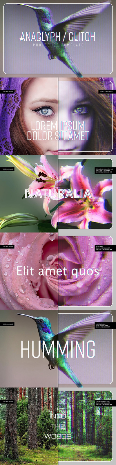 3D浮雕/小故障毛刺特效psd模板 (psd)