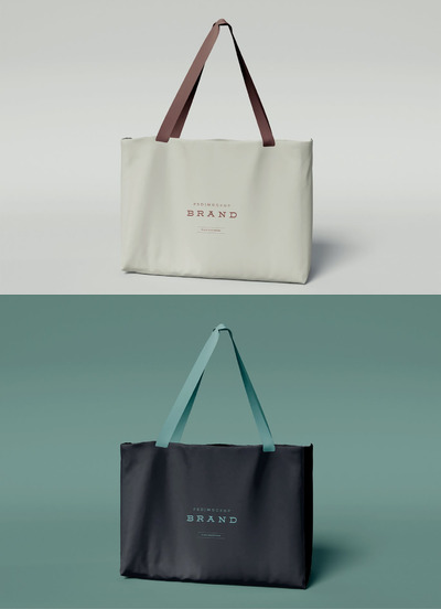 时尚高端优雅的购物袋手提袋无纺布袋VI设计样机展示模型mockups