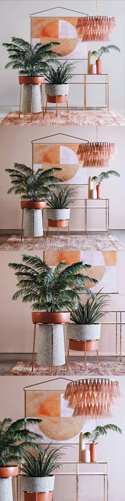 夏季风格的室内绿植摆件3D模型套装下载（OBJ,MAX,FBX）