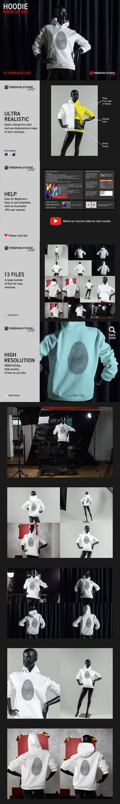 女款休闲连帽衫服装设计样机集[1.57GB,PSD]