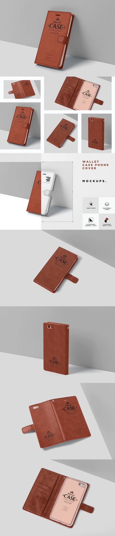 钱包保护套手机壳样机模板 (psd)