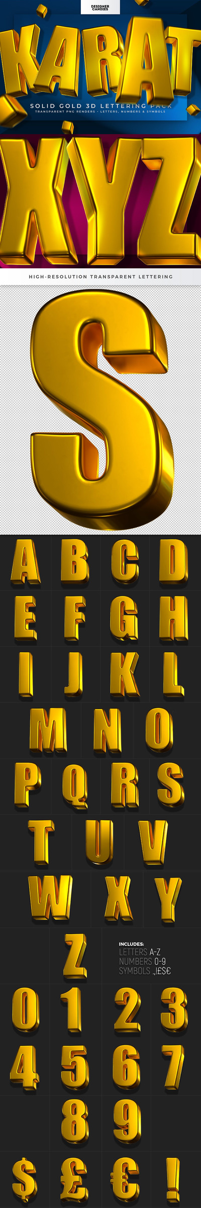 时尚高端专业的高品质土豪金色3D立体字字体设计