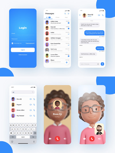 移动聊天App设计模板 (FIG,XD,PSD)