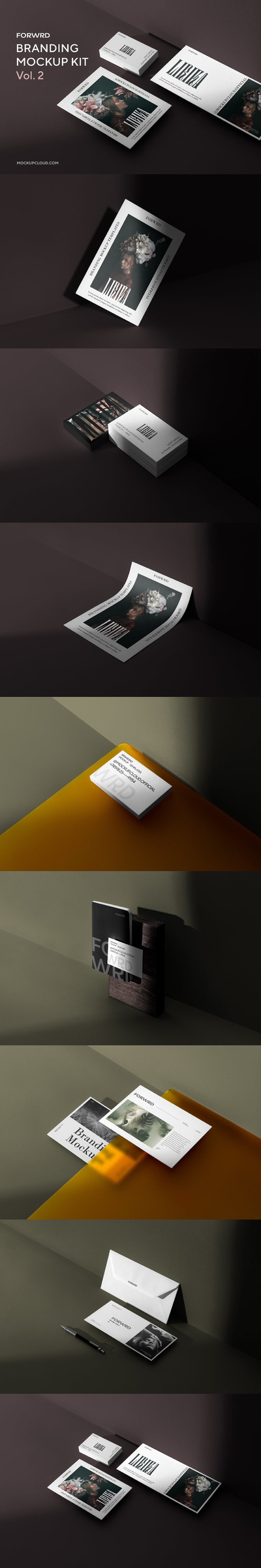 时尚高端专业的高品质优雅多用途品牌设计VI样机展示模型mockups