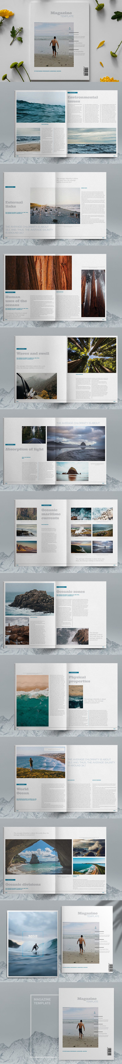 旅行生活方式杂志版式设计模板 (indd)