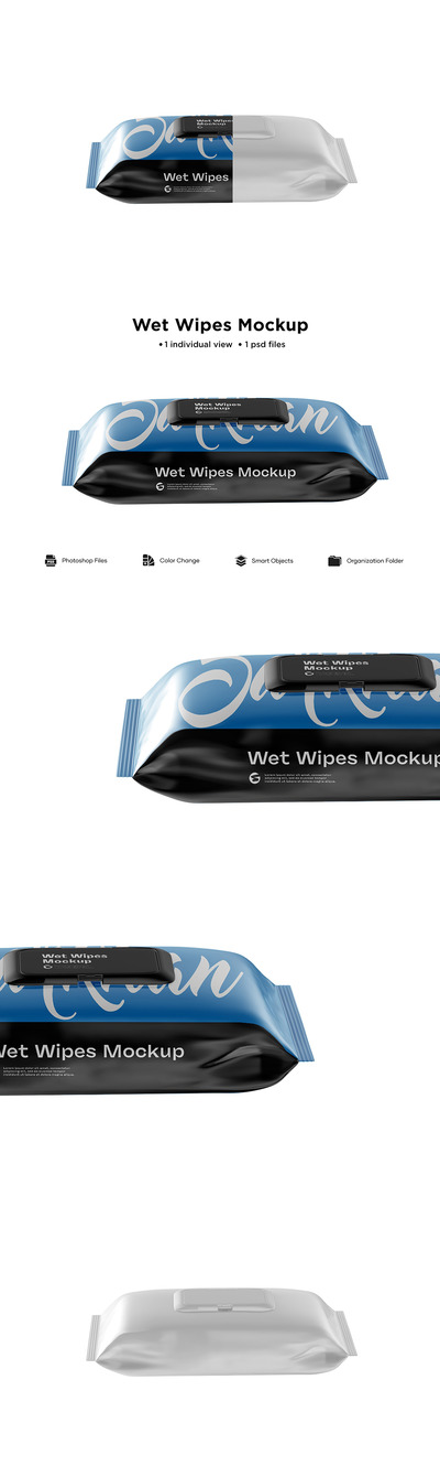 塑料盖湿纸巾包装样机 (psd)