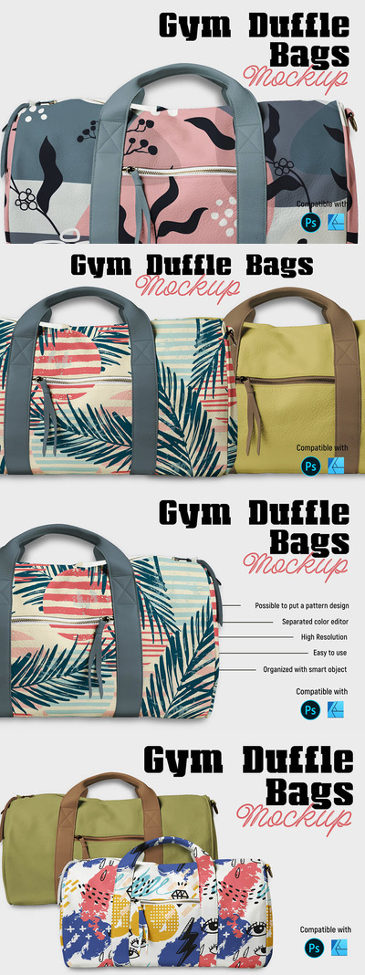 健身房行李袋设计样机 (psd)