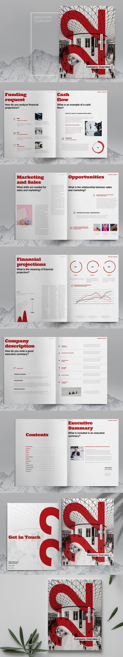 红色主题企业宣传册杂志模板 (indd)