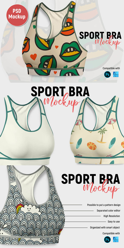 运动文胸内衣样机 (psd)