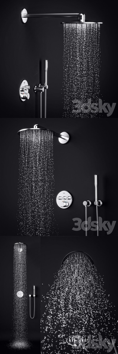 带水花洒金属套件3D模型下载（max,FBX）