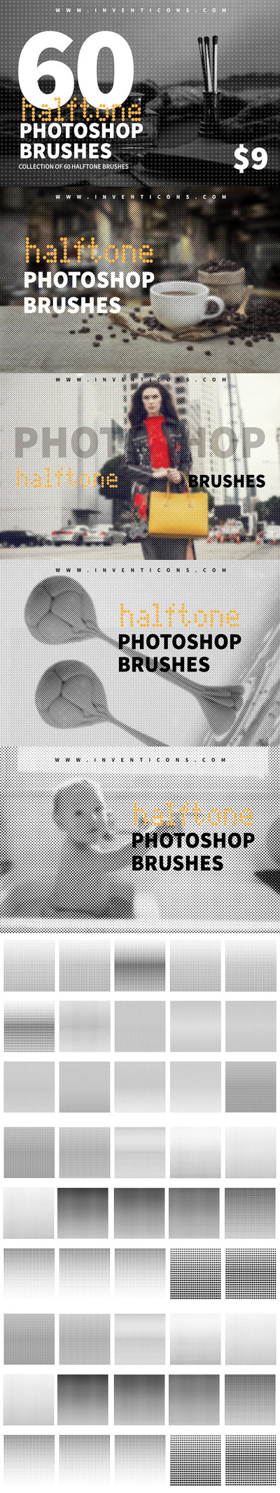 60个半色调Photoshop笔刷 (abr)