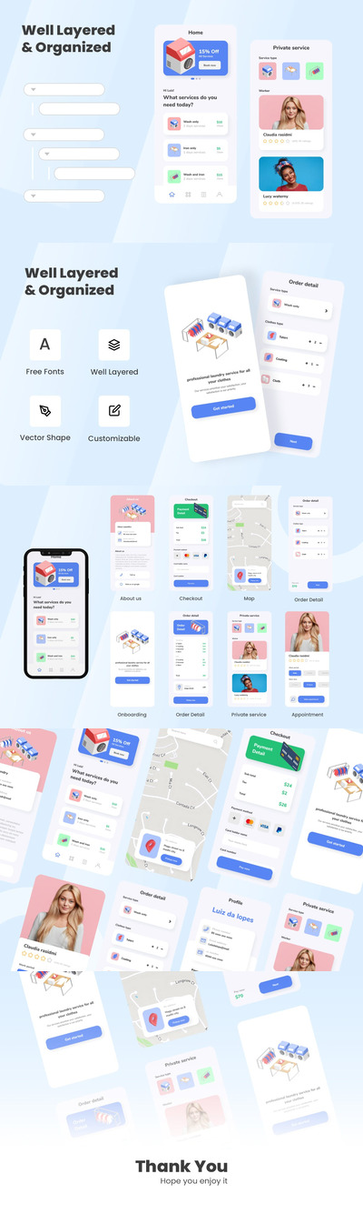 洗衣服务APP UI (FIG,XD)